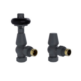 Rinse Bathrooms Chelsea Traditional Angled TRV Thermostatic Radiator Valves Anthracite