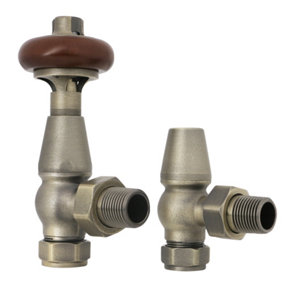Rinse Bathrooms Chelsea Traditional Angled TRV Thermostatic Radiator Valves Antique Brass