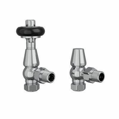 Rinse Bathrooms Chelsea Traditional Angled TRV Thermostatic Radiator Valves Chrome