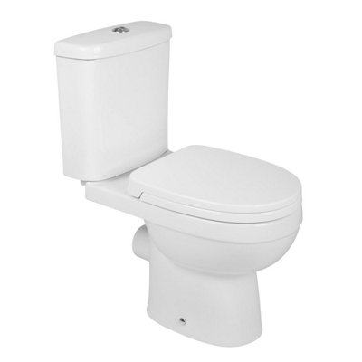 Rinse Bathrooms Contemporary White Ceramic Closed Coupled Bathroom Toilet, Seat, Pan & Cistern