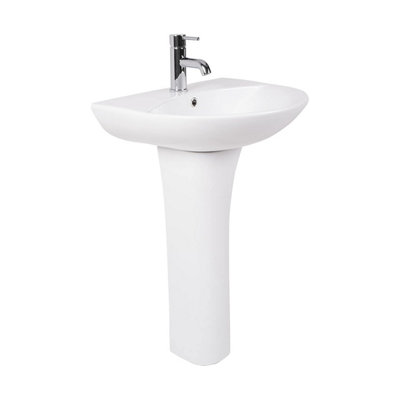 Rinse Bathrooms Curved Basin with Full Pedestal - 550mm