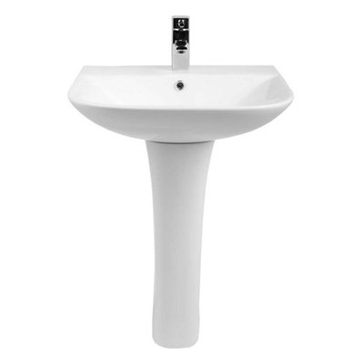 Rinse Bathrooms Curved Basin with Full Pedestal - 560mm