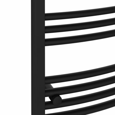 Rinse Bathrooms Curved Black Electric Thermostatic Bathroom Towel Radiator with Timer Prefilled - 600x600mm 400W