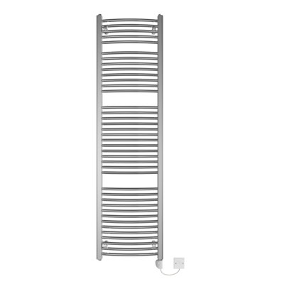 Rinse Bathrooms Curved Electric Heated Towel Rail Pre-filled Thermostatic Bathroom Towel Radiator Chrome 1800x500mm 800W