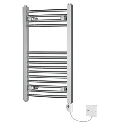 Rinse Bathrooms Curved Electric Heated Towel Rail Pre-filled Thermostatic Bathroom Towel Radiator Chrome 700x400mm 150W Price Comparisons | Compare The Build