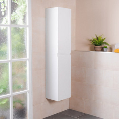 Rinse Bathrooms Designer 1600mm Wall Mounted White Gloss Tall Bathroom ...