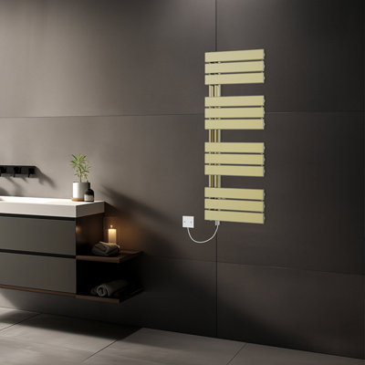 Rinse Bathrooms Designer Flat Panel Electric Heated Towel Rail Radiator ...