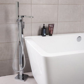 Rinse Bathrooms Designer Free Standing Bath Shower Mixer Tap Floor Standing Chrome Bath Filler