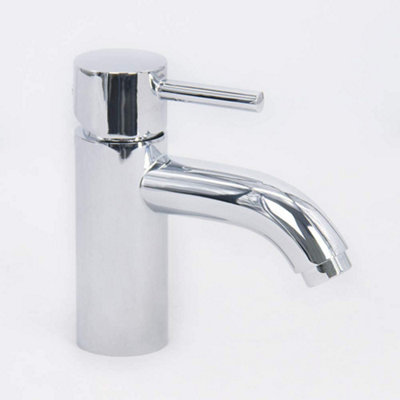 Rinse Bathrooms Designer Solid Brass Bathroom Chrome Finish Mini Mono Basin Mixer Tap Sink Lever Action