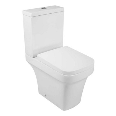 Rinse Bathrooms Designer White Ceramic Closed Coupled Bathroom Toilet, Seat, Pan & Cistern