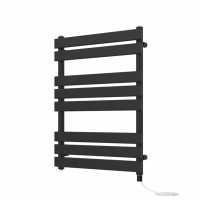 Rinse Bathrooms Electric Flat Panel Heated Towel Rail Black Bathroom Ladder Radiator Warmer 800x600mm 400W