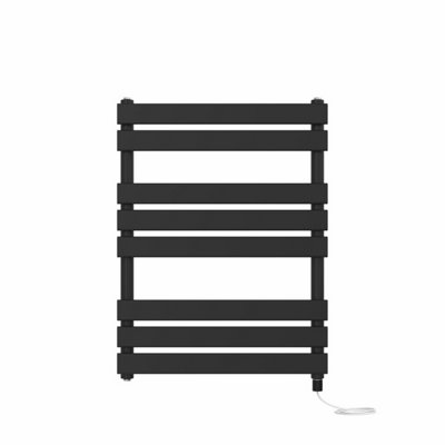 Rinse Bathrooms Electric Flat Panel Heated Towel Rail Black Bathroom Ladder Radiator Warmer 800x600mm 400W