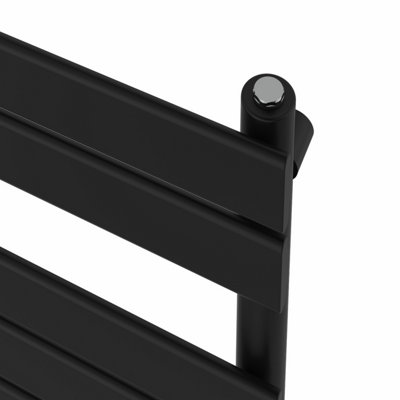 Rinse Bathrooms Electric Flat Panel Heated Towel Rail Black Bathroom Ladder Radiator Warmer 800x600mm 400W