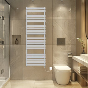 Rinse Bathrooms Electric Flat Panel Heated Towel Rail Chrome Bathroom Ladder Radiator Warmer 1800x600mm 1000W