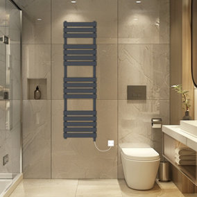 Rinse Bathrooms Electric Flat Panel Heated Towel Rail Sand Grey Bathroom Ladder Radiator Warmer 1600x450mm 800W