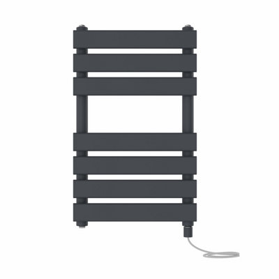 Rinse Bathrooms Electric Flat Panel Heated Towel Rail Sand Grey Bathroom Ladder Radiator Warmer 650x400mm 400W