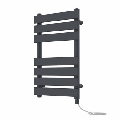 Rinse Bathrooms Electric Flat Panel Heated Towel Rail Sand Grey Bathroom Ladder Radiator Warmer 650x400mm 400W