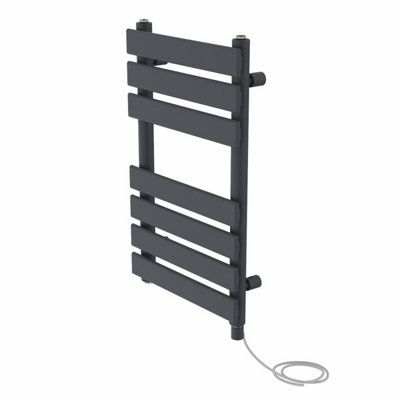 Rinse Bathrooms Electric Flat Panel Heated Towel Rail Sand Grey Bathroom Ladder Radiator Warmer 650x400mm 400W