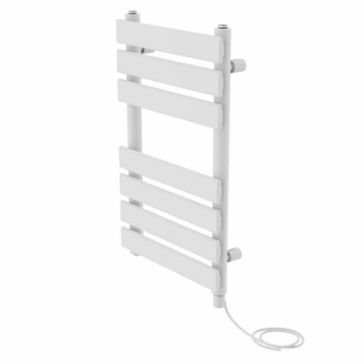 Rinse Bathrooms Electric Flat Panel Heated Towel Rail White Bathroom Ladder Radiator Warmer 650x400mm 400W