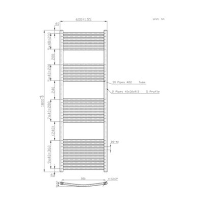 Rinse Bathrooms Electric Heated Towel Rail Curved Anthracite Bathroom Towel Radiator 1800x600mm - 800W