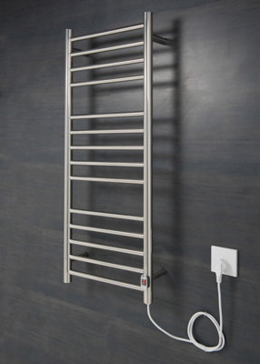 Rinse Bathrooms Electric Heated Towel Rail Wall Mounted Towel Warmer Stainless Steel - Straight 1000x400mm Chrome