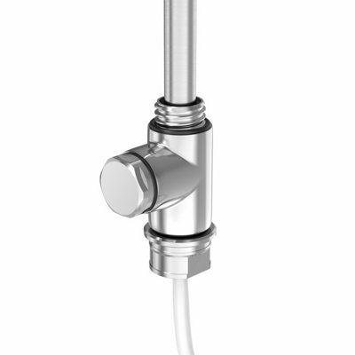 Rinse Bathrooms Electric Heating Element Dual Fuel + Chrome Cover Cap + Chrome T Piece with End Plug for Heated Towel Rail 1000W