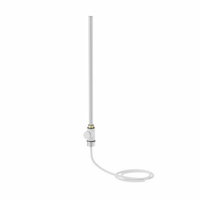 Rinse Bathrooms Electric Heating Element Dual Fuel + White Cover Cap + White T Piece with End Plug for Heated Towel Rail 300W