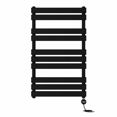 Rinse Bathrooms Flat Panel Electric Heated Towel Rail Touch Screen Timer Bathroom Radiator Prefilled Black 1000x600mm 600W