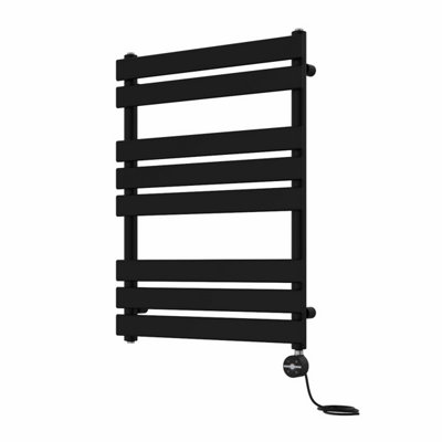Rinse Bathrooms Flat Panel Electric Heated Towel Rail Touch Screen Timer Bathroom Radiator Prefilled Black 800x600mm 400W