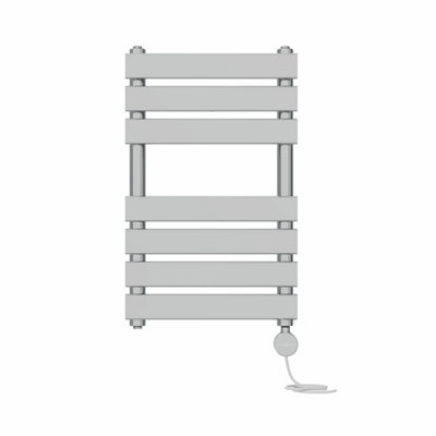 Rinse Bathrooms Flat Panel Electric Heated Towel Rail Touch Screen Timer Bathroom Radiator Prefilled Chrome 650x400mm 400W