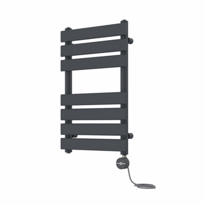 Rinse Bathrooms Flat Panel Electric Heated Towel Rail Touch Screen Timer Bathroom Radiator Prefilled Sand Grey 650x400mm 400W