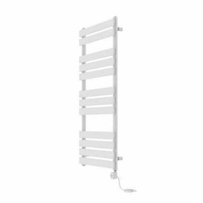 Rinse Bathrooms Flat Panel Electric Heated Towel Rail Touch Screen Timer Bathroom Radiator Prefilled White 1200x600mm 600W