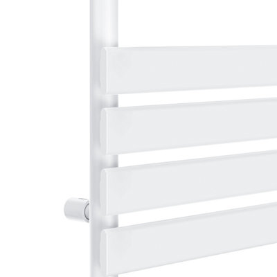 Rinse Bathrooms Flat Panel Electric Heated Towel Rail Touch Screen Timer Bathroom Radiator Prefilled White 1200x600mm 600W