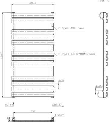 Rinse Bathrooms Flat Panel Electric Heated Towel Rail Touch Screen Timer Bathroom Radiator Prefilled White 1200x600mm 600W