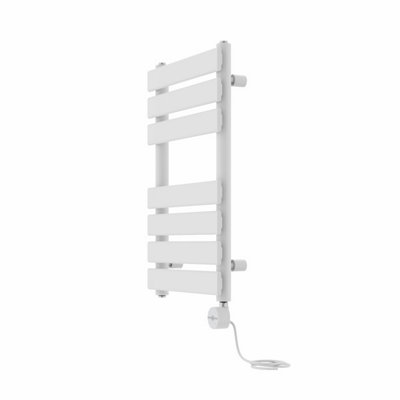 Rinse Bathrooms Flat Panel Electric Heated Towel Rail Touch Screen Timer Bathroom Radiator Prefilled White 650x400mm 400W