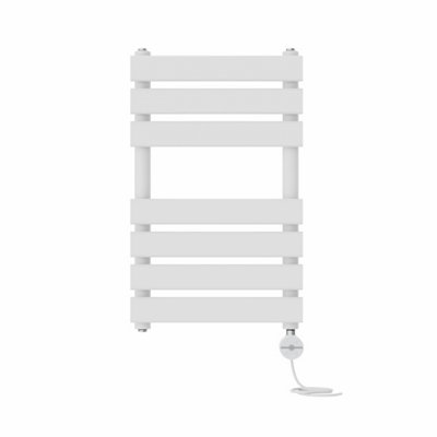 Rinse Bathrooms Flat Panel Electric Heated Towel Rail Touch Screen Timer Bathroom Radiator Prefilled White 650x400mm 400W