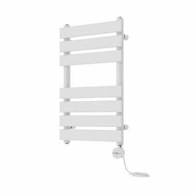 Rinse Bathrooms Flat Panel Electric Heated Towel Rail Touch Screen Timer Bathroom Radiator Prefilled White 650x400mm 400W