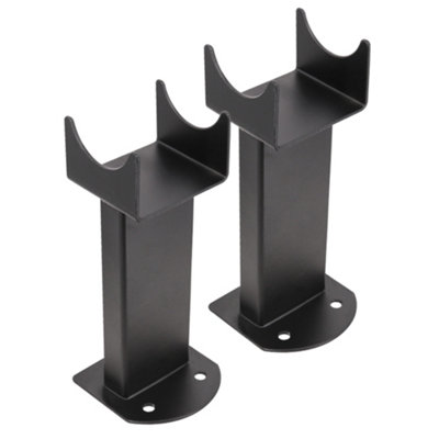 Rinse Bathrooms Floor Mounting Brackets for Oval Column Radiator 2PC/Set Black