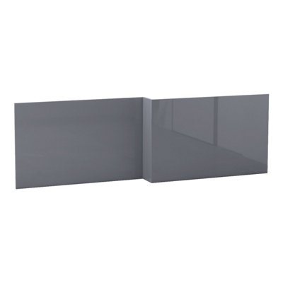 Rinse Bathrooms Gloss Grey 850mm L Shape Shower Bath Front Panel