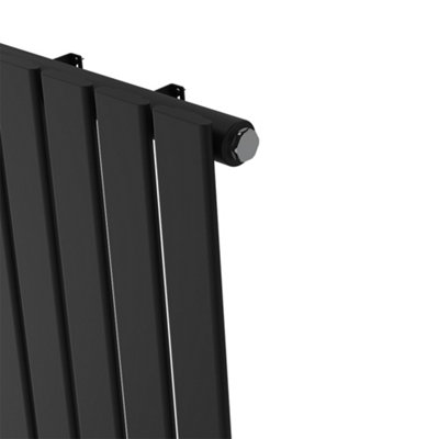 Rinse Bathrooms Horizontal 600x1020mm Flat Panel Column Designer Radiator Black Single Radiators Central Heating
