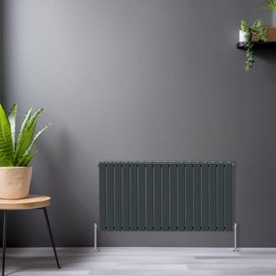 Rinse Bathrooms Horizontal 600x1156mm Flat Panel Column Designer Radiator Anthracite Double Radiators Central Heating