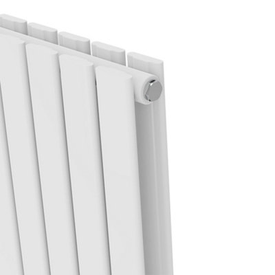 Rinse Bathrooms Horizontal 600x1156mm Flat Panel Column Designer Radiator White Double Radiators Central Heating