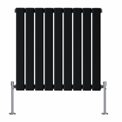 Rinse Bathrooms Horizontal 600x612mm Flat Panel Column Designer Radiator Black Single Radiators Central Heating