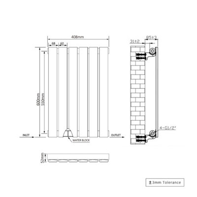 Rinse bathrooms Horizontal Designer Radiator Flat Panel Modern Heating ...