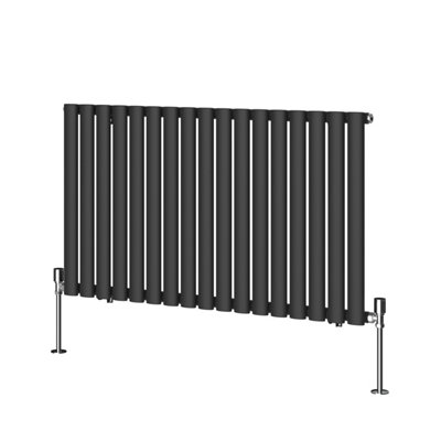 Rinse Bathrooms Horizontal Radiators Oval Single Panel Black Column ...