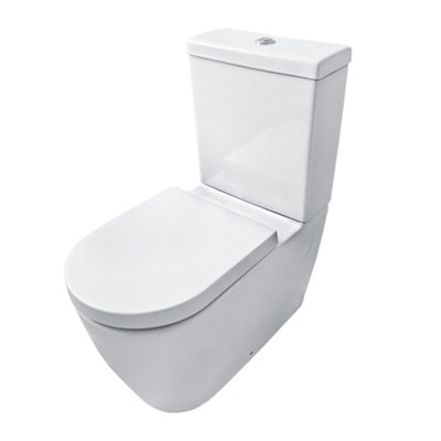 Rinse Bathrooms Modern Bathroom Back to Wall Close Coupled Toilet with Cistern Soft Close Seat WC Pan