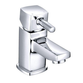 Rinse Bathrooms Modern Cloakroom Mono Basin Mixer Tap Single Lever Bathroom Sink Tap Chrome with UK Standard Hoses