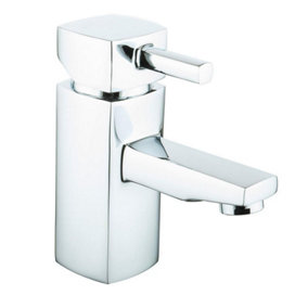 Rinse Bathrooms Modern Mono Basin Mixer Tap Bathroom Sink Tap Chrome with UK Standard Hoses