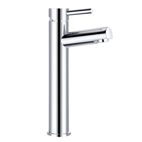 Rinse Bathrooms Modern Tall Bathroom Sink Basin Mixer Taps High Rise, Single Lever Handle Chrome Brass Countertop Mixer Tap