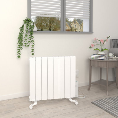 Rinse Bathrooms Oil Filled Radiator Smart WiFi Connection, 8 Fins Portable Electric Heater with Adjustable Thermostat Timer 1500W